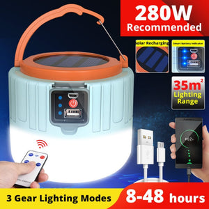 Solar LED Camping USB Rechargeable Bulb Tent Portable Lanterns Emergency Lights