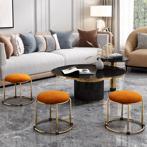 Round Chair Padded Stool Furniture Gold Silver Ottoman Stools Chairs