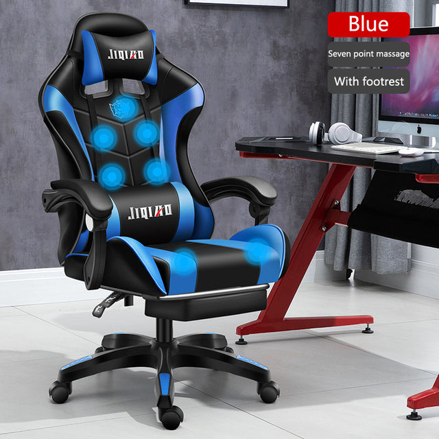Gaming Chairs WCG Ergonomic Massage Leather Chair RGB Light Computer Chair